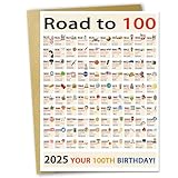 OJsensai Jumbo 100th Birthday Card for Him Her Friends, Best 100 Years Old Bday Decoration Gifts for Women Men, Road to 1925 Card