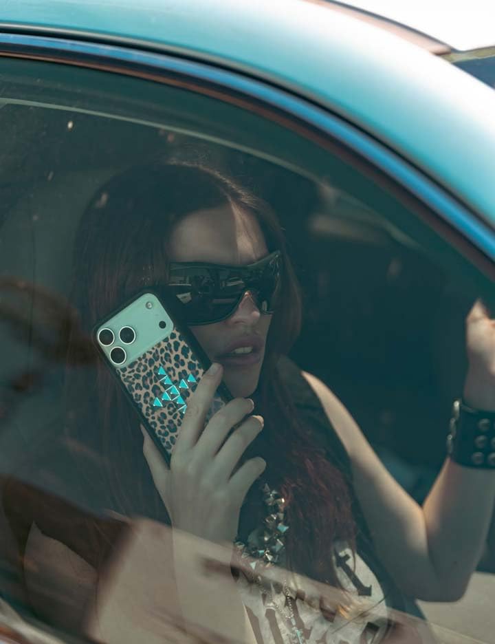 Image of Wildflower Cases - Compatible with iPhone 16 Pro Max | Protective Black Bumper, 6.5ft Drop Test Certified, Women Owned Small Business | Stud Cross Meow