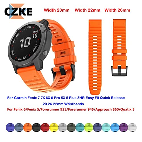 Bracelet silicone 26mm rouge à libération rapide pour Fenix 7X - 4