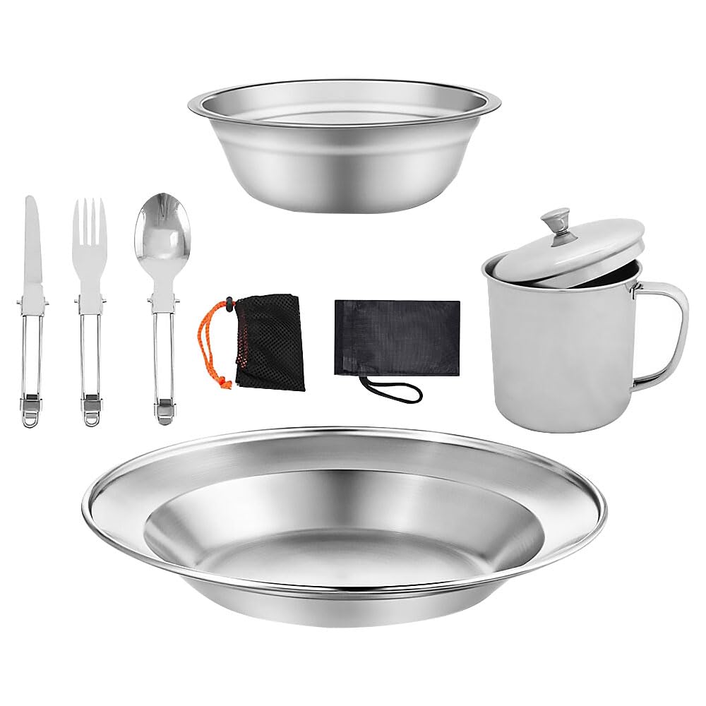 Acero Inoxidable TAN REN Conjunto De Cubiertos De Camping De Acero