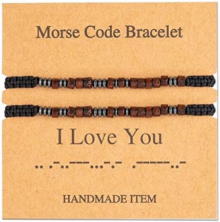 BMMYE 2pcs Morse Code Bracelets Couple Bracelets Handmade Boyfriend Girlfriend Jewelry Pulseras para Parejas