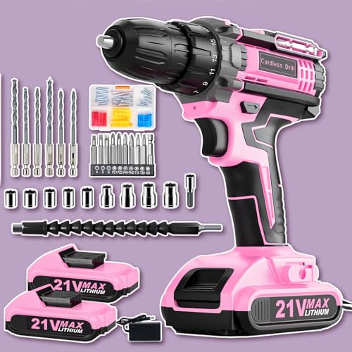 Cordless Drill, 21V Power Drill with Dual 2.0Ah Power Pack