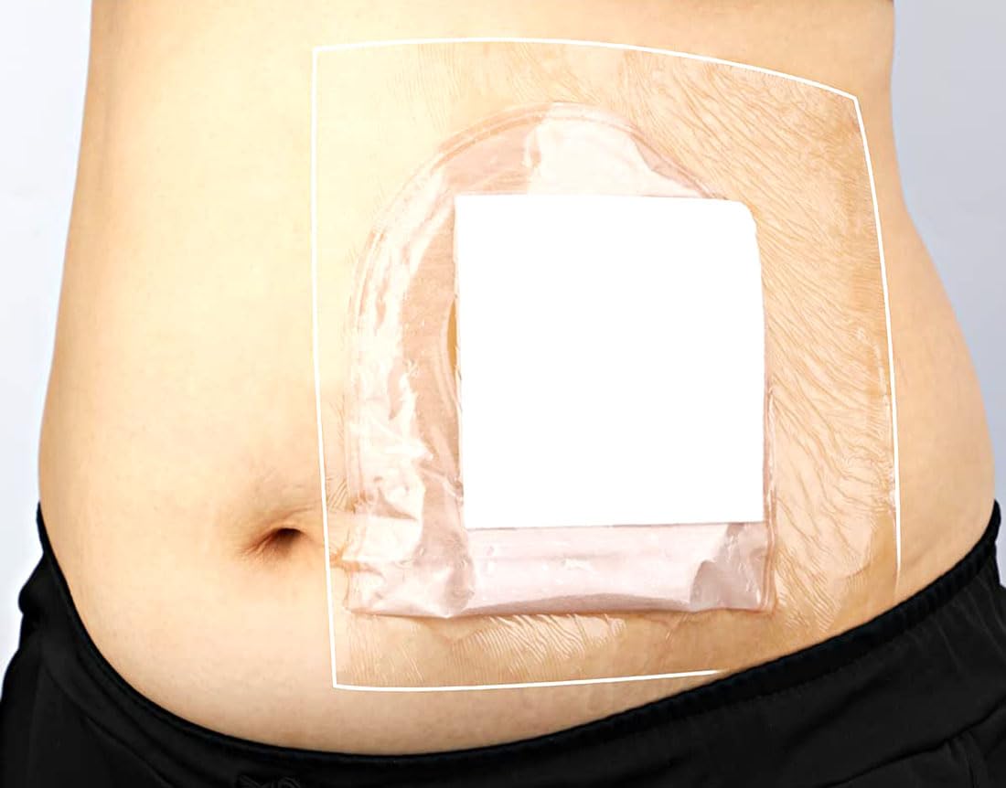 GEDRACKPMYN Waterproof Ostomy Bag Shower Cover, 30 Pcs Stoma Bath Protector Shield Film, Adhesive Dressing Bandage (10 x 12) cm