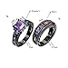 JunXin® European Style Purple Amethyst Two Pieces Black Couple Rings for Women Mens(Women Sz5-10,Men Sz5-12)