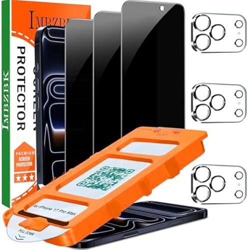 IMBZBK 3Pack Privacy Screen Protector for iPhone 17 Pro Max, Tempered Glass