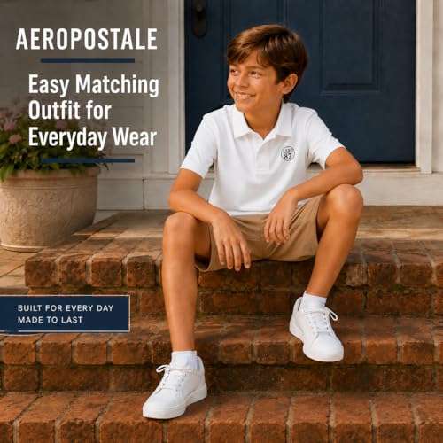 Image of AEROPOSTALE Boys Shorts Set 2 Piece Polo Shirt and Matching Shorts | Structured Collar, Two-Button Placket, Embroidered Logo Detail, Short Sleeve Design