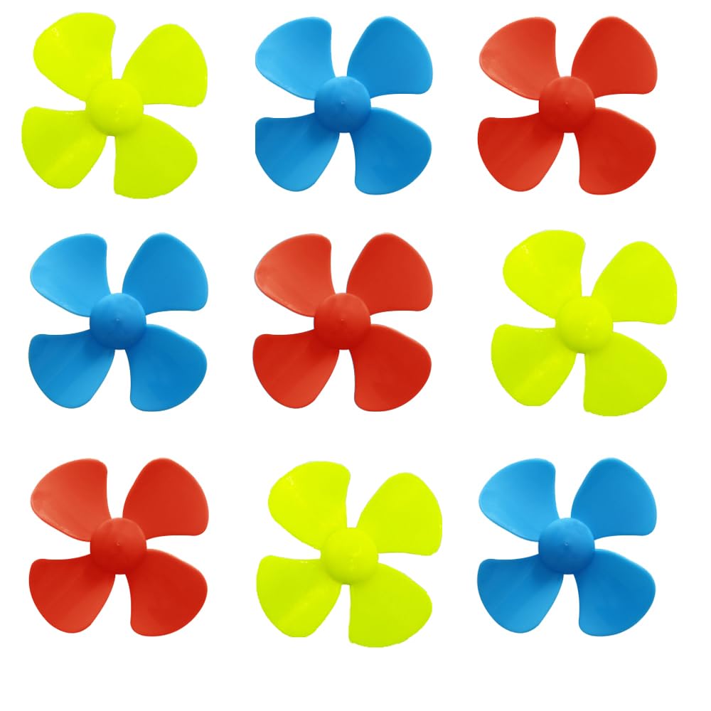 30PCS Motor Propellers 2mm Shaft Propellers with 4-Blades 50mm Fan Shape Propellers for Motor RC Boat Ship RC Airplane DIY Model Toy Parts (Yellow,