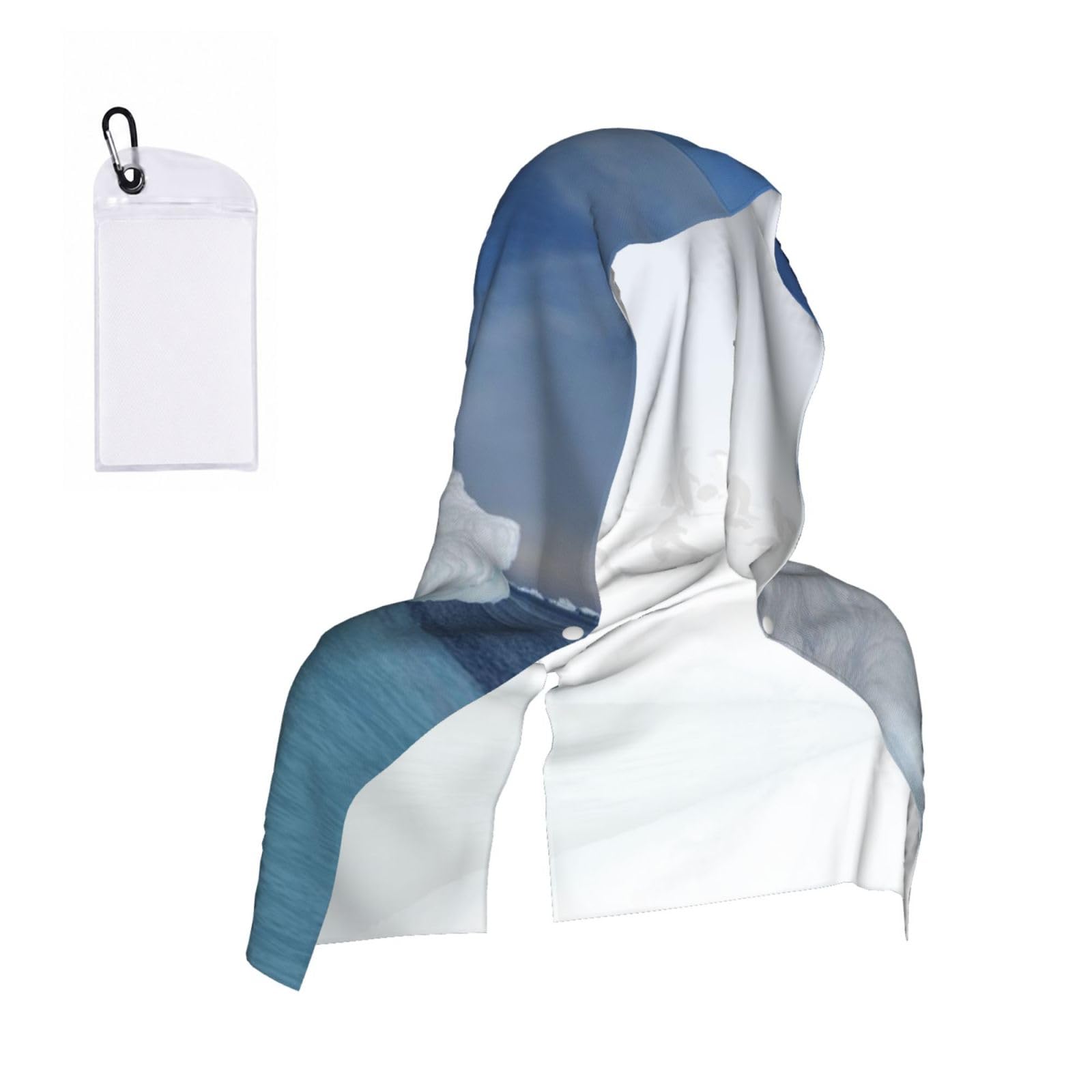 EZDLOWVBA Snow Mountain Penguin Print 2 Pack Cooling Hoodie Towels,Sports Headscarf, Neck Wrap Scarf,Breathable Cooling Towel For Neck And Face, Travel, Swimming, Training