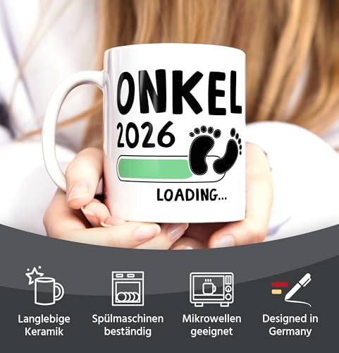 MoonWorks® Tasse Schwangerschaft verkünden - Onkel 2026 Loading - Geschenk für werdenden Onkel - Keramik Weiss unisize – Ansicht 4