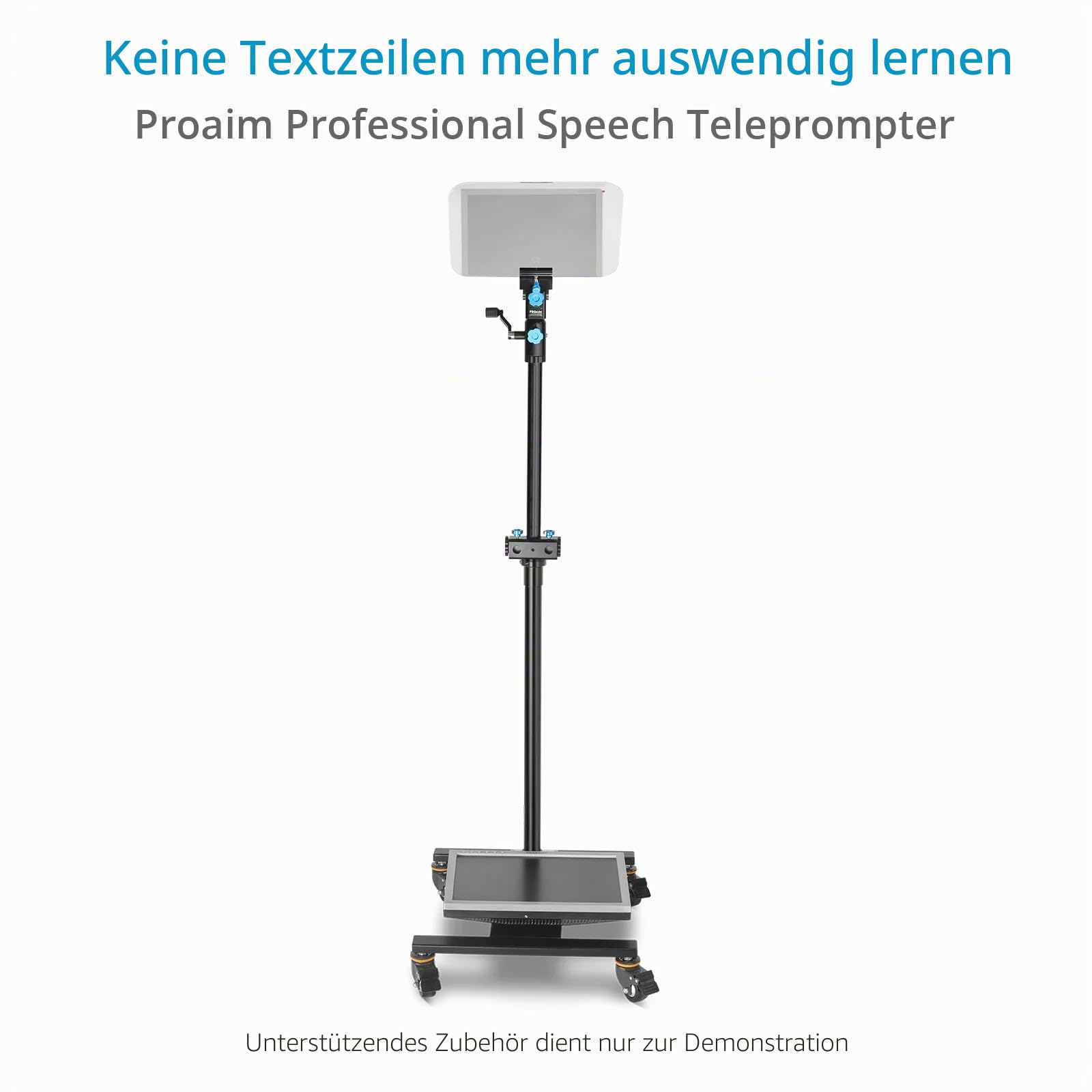 PROAIM Professioneller Rede-Teleprompter mit Teleskopischem Konferenzständer und 60/40 Beam-Splitter-Glas. Lesereichweite von 20 Fuß. Unterstützt Laptops und Monitore bis 17” (TP-SPH-01) | Mit Teleskopständer, 60/40-Strahlenteiler-Glas und Unterstützung f