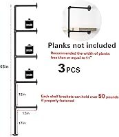 Vista 3 de Kaler Estantes de tubo industrial, juego de 3 estantes de 5 niveles de 68 pulgadas de alto, 12 pulgadas de profundidad, estantería abierta