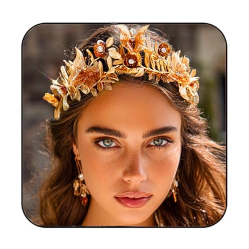 JAKAWIN Greek Goddess Headband Gold Leaf Wedding Crown Butterfly Hair Accessories for Women