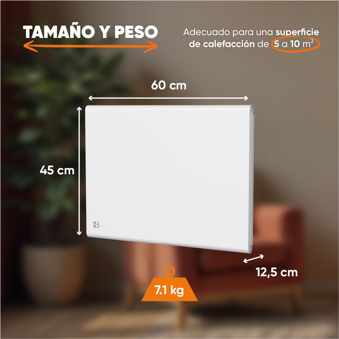BESTHERM - Radiador eléctrico fijo de inercia seca hierro fundido+película 1000W Bestherm NEMESIS horizontal blanco