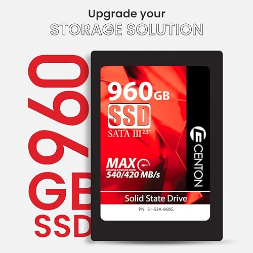 Image of Centon 960GB SSD Internal Solid State Drive, SATA III 6Gb /s 2.5 inch, 3D NAND TLC, Up to 490MB /s, Faster Startup, Apps, Gaming & File Transfers for Laptop /PC Desktop