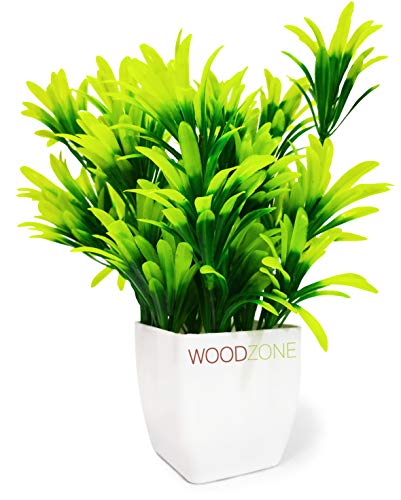 WoodZone Guldasta - Plantas artificiales de interior con maceta para escritorio o decoración del hogar, flores artificiales con maceta, plantas verdes artificiales, plantas artificiales para