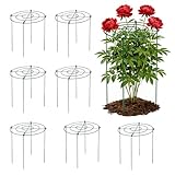 KEOHOLI 8 Pack Peony Cages Set 11.5' Dx16 H Peony Cages and Supports Heavy Duty Metal Plants Support Cage for Outdoor Green Support Rings for Flower Strawberry Tomato Hydrangeas