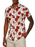 COOFANDY Men's Cotton Floral Printed Shirt Hipster Rose Graphic Button Shirt