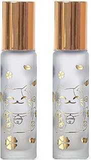 まねきねこ 招き猫 開運金運 アロマ香水ボトル スリガラス 透明ガラス ロールオンボトル 詰め替え容器 2タイプ QT-167 (すりガラス2個)