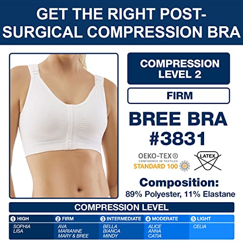Carefix Bree Post-Surgery Bra Compression Front Closure With Adjustable Straps Comfort Support For Breast Reductions, Augmentation, Mastectomy, Post Op Recovery, Skin-Friendly (2Xlarge White) #3831 #TOP5