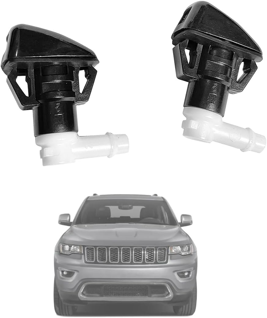 Boquillas de limpiaparabrisas premium 68260443AA aptas para Jeep Grand Cherokee WK2 WL 2011-2023 | Fácil de instalar | Paquete de 2, Ref 55372143AB, Accesorios para lavadora Grand Cherokee