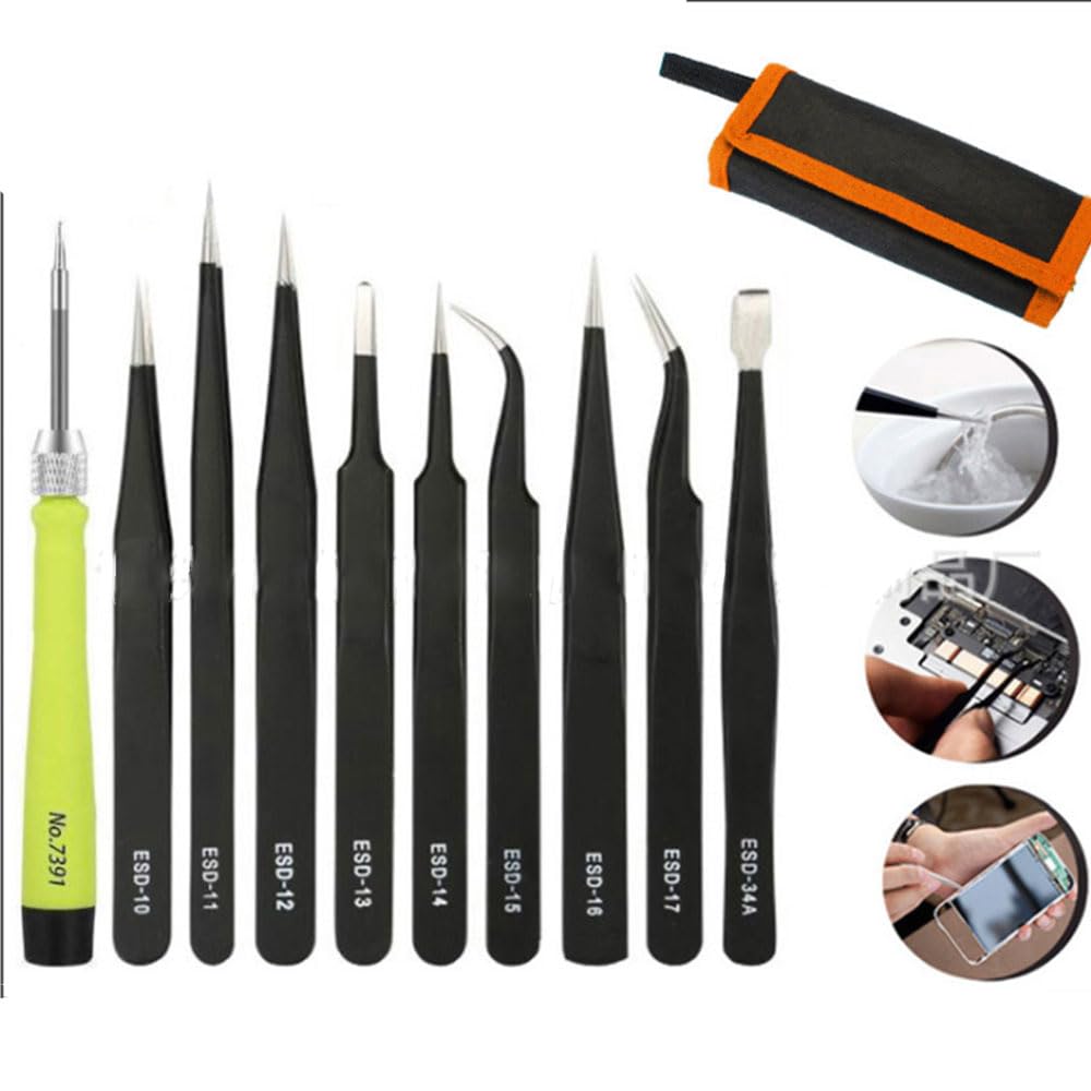 Set Di 6 Pinzette Di Precisione ESD - Antistatiche, In Acciaio Inox, Per Elettronica E Gioielli - Foto 5