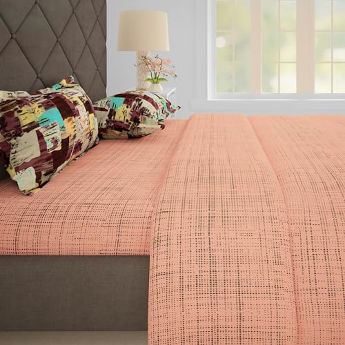 Image of Story@Home Bedsheet For Double Bed | 152TC | Peach | Polka Dot Print | 1 Piece Cotton Bedsheet For Double Bed With 2 Pillow Covers (225 X250Cm) Perfect For Home Decor & Gifting | 100% Cotton Bedsheets