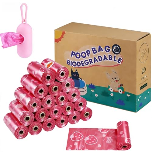 Image of Dog Poop Bags 300 Count, Thick Leak-Proof Scented Dog Waste Bags, Easy Tear & Universal Fit for Small /Medium /Large Dogs (Pink)