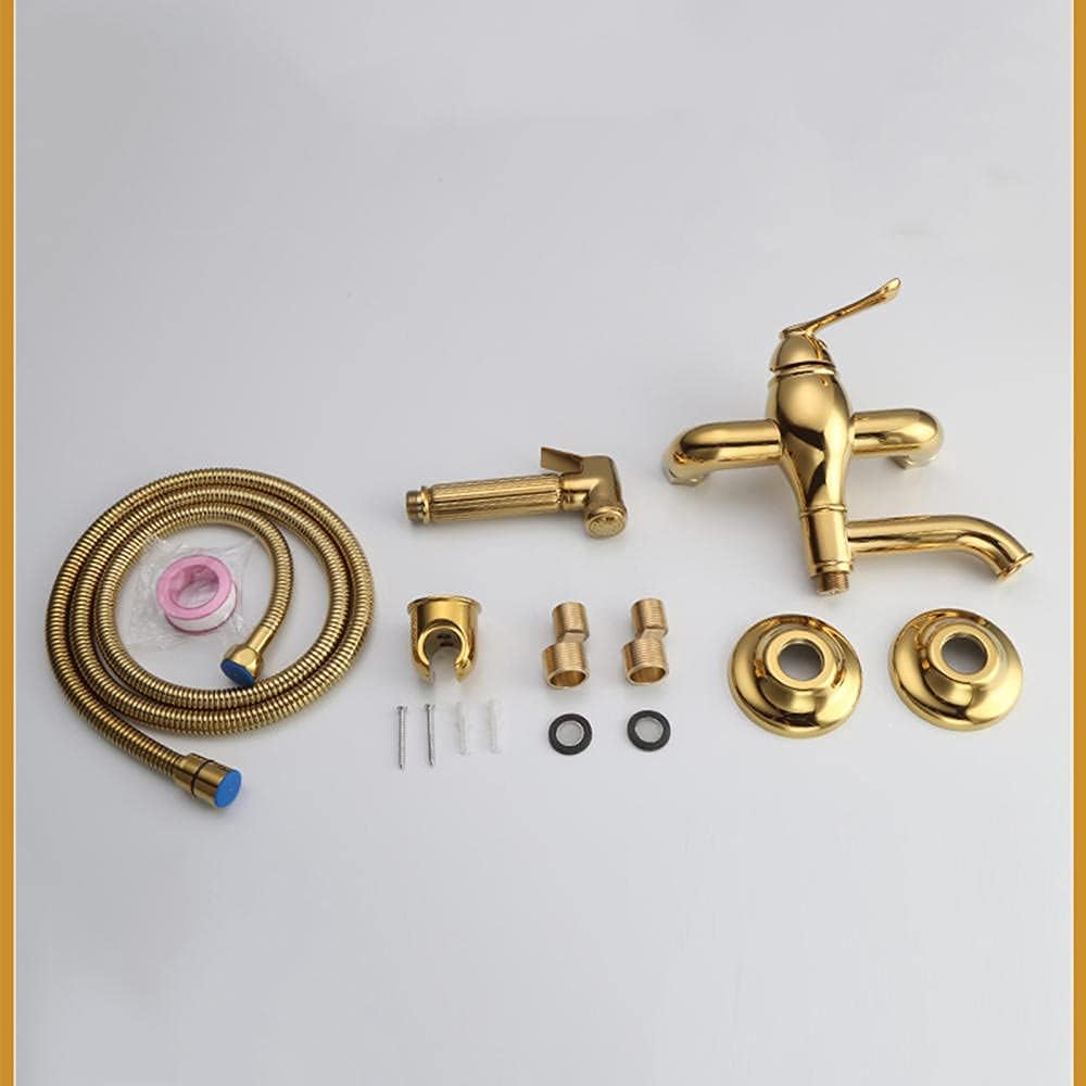 Wall Mounted Bathroom Toilet Bidet Mixer Spray Kit Golden Single Handle Sprayer Toilet Bidet Shower Head Bathroom Shower Bidet Taps Spray Toilet Cleaning Faucet-B