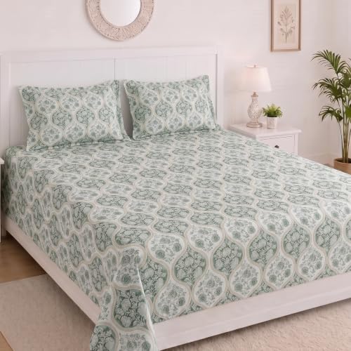 Image of Mafatlal 186 TC Grace 100% Cotton King Bedsheet | 108 x 108 Inch | Soft Touch Bedding Set for Everyday Comfort with 2 Pillow Covers | Wisdom Grey