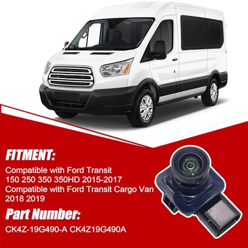 Image of SecosAutoparts Rear View Backup Camera 170 Wide-Angle HD Color Night Vision with Track Lines Compatible with Ford Transit 150 250 350 350HD 2015-2017 Cargo Van 2018 2019#CK4Z-19G490-A CK4Z19G490A