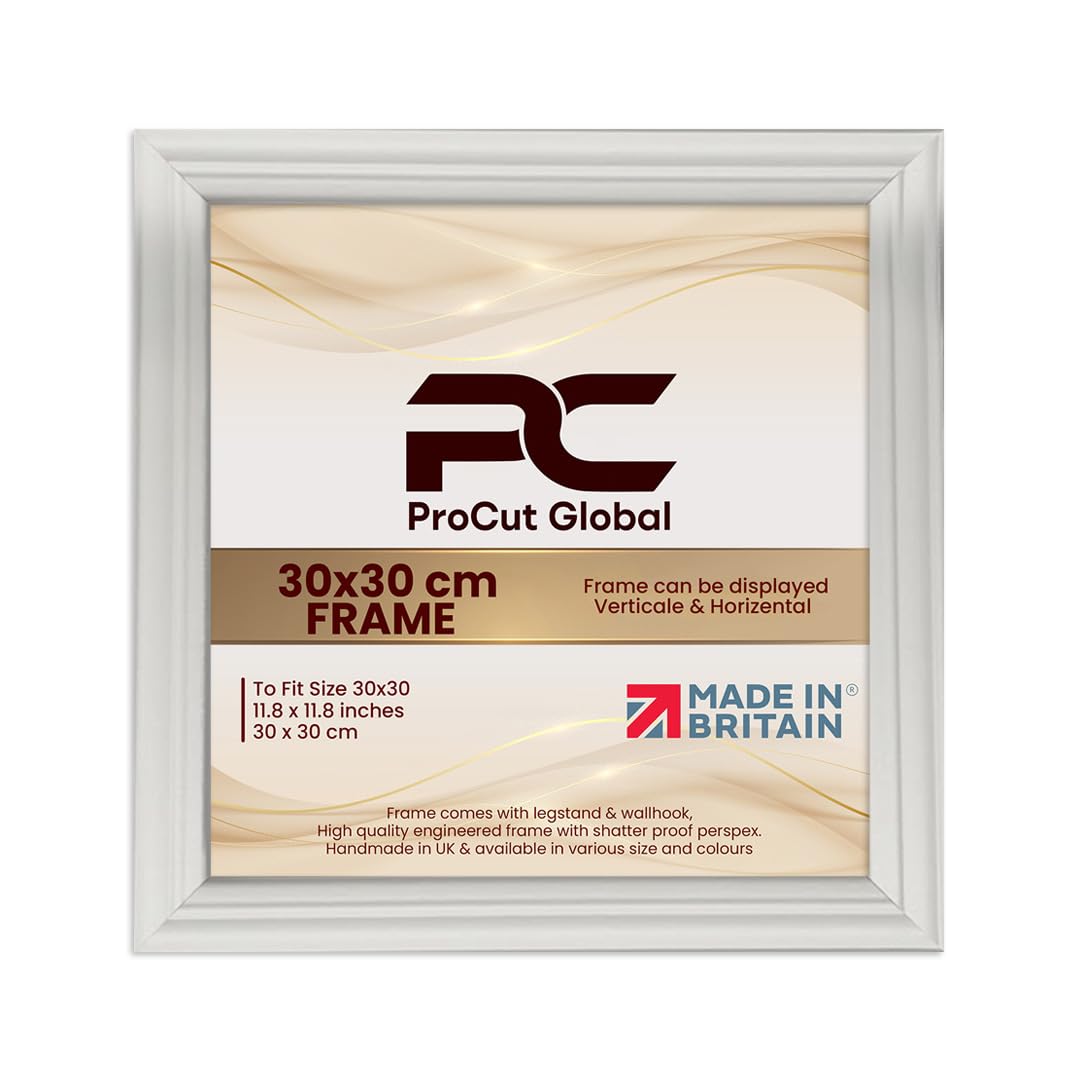 Procut Global 30x30CM Light Grey Picture Frames - Classic Wooden Photo Frame with Shatterproof Perspex for Wall or Tabletop - Perfect for Posters, Certificates & Prints - Sizes & Colors Available
