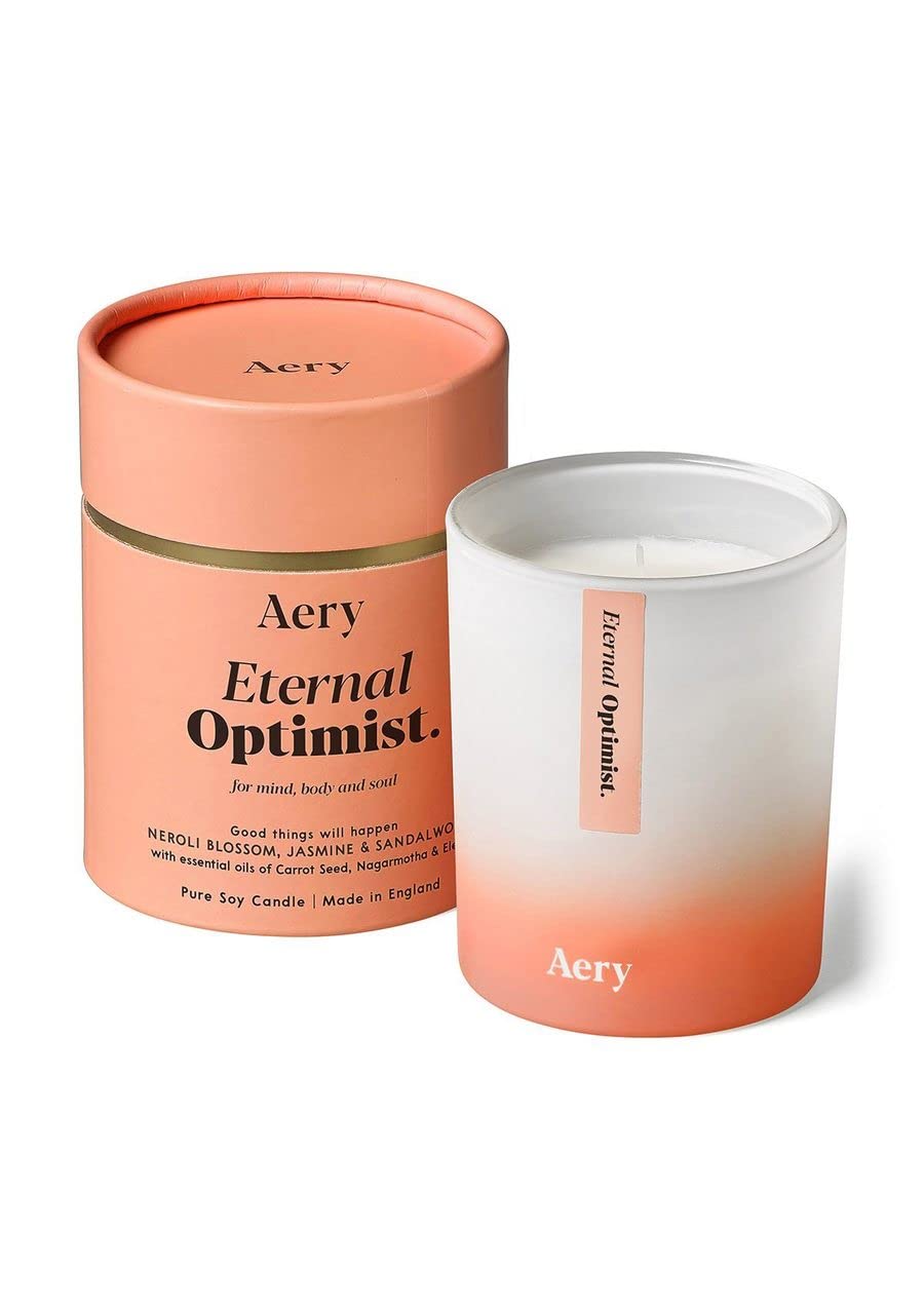 Aery Eternal Optimist Aromatherapy Candle - Neroli Blossom, Jasmine & Sandalwood - Pure Soy Candle with 45 Hour Burn Time in Recyclable Glass