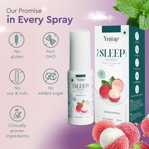 Image of Yugap Melatonin 40 ml Yu'Sleep For Men & Women With Vitamin B6 | Faster And Better Acting Than High Dose Sleeping Pills & Tablets | Non-Habit Forming | Natural Stress Relief & Better Sleep (200 Sprays, 20ML+20ML)