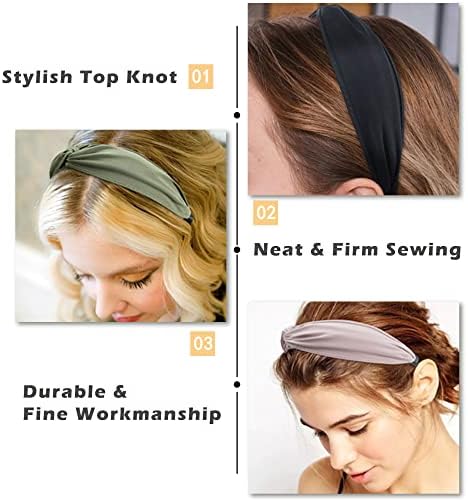 4PCS Top Knot Headbands for Women Fabric Hairbands Wide Headbands Elastic Head Wrap Cute Hair Accessories for Women Girls