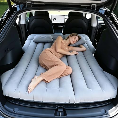 Liphier Auto Matratze Aufblasbare Matratze Geeignet für Tesla Model Y SUV Car Kofferraum Bett Rückbank Luftmatratze Camping Auto Luftbett mit Pumpe Falten Automatratze für Outdoor Trip (Grey)