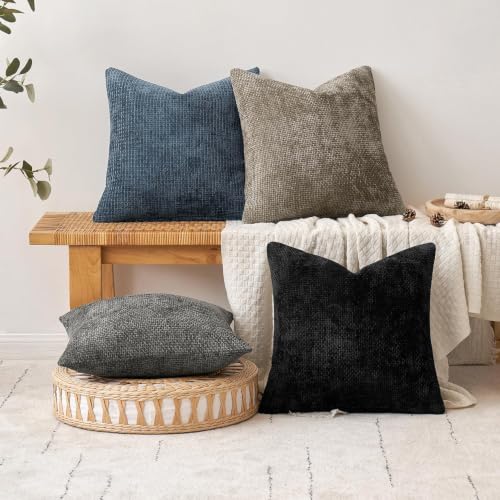 Image of MIULEE Decorative Navy Blue Euro Sham Pillow Covers 24x24 Inch 2 Pack
