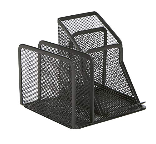 Image of Mind Reader HILLORG2-BLK 2 Piece Mesh, Pen, Pencil, Paperclip, Thumbtack Holder, Office Supplies Storage Organizer, Sticky Notes, Index Cards, Black