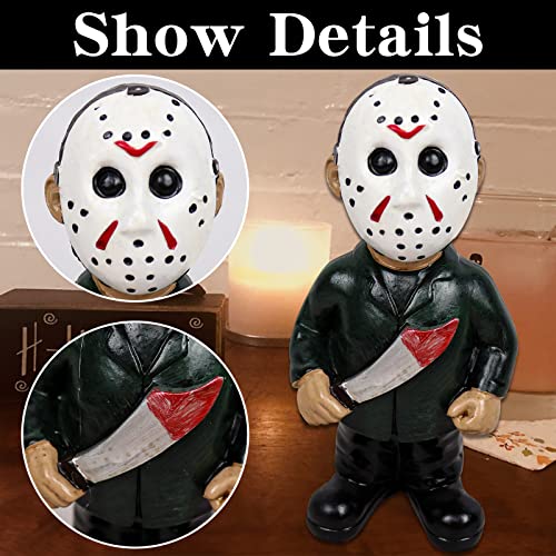 Cafele Horror Movie Garden Gnomes Michael Myers Statue Freddy Jason Scream Action Figure Outdoor Halloween Decorations Collectibles (Jason) #TOP3