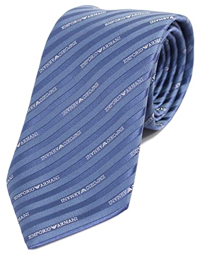 [エンポリオアルマーニ] ネクタイ レギュラータイ ストライプ ロゴ EAR-3401822R605 【2】 ブルー/MINERAL BLUE(340182 2R605 20431) [並行輸入品]