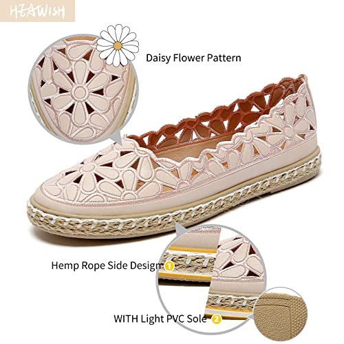 Image of HEAWISH Women's Ballet Flat Daisy Round Toe Dress Shoes Casual Slip On Rope Loafer