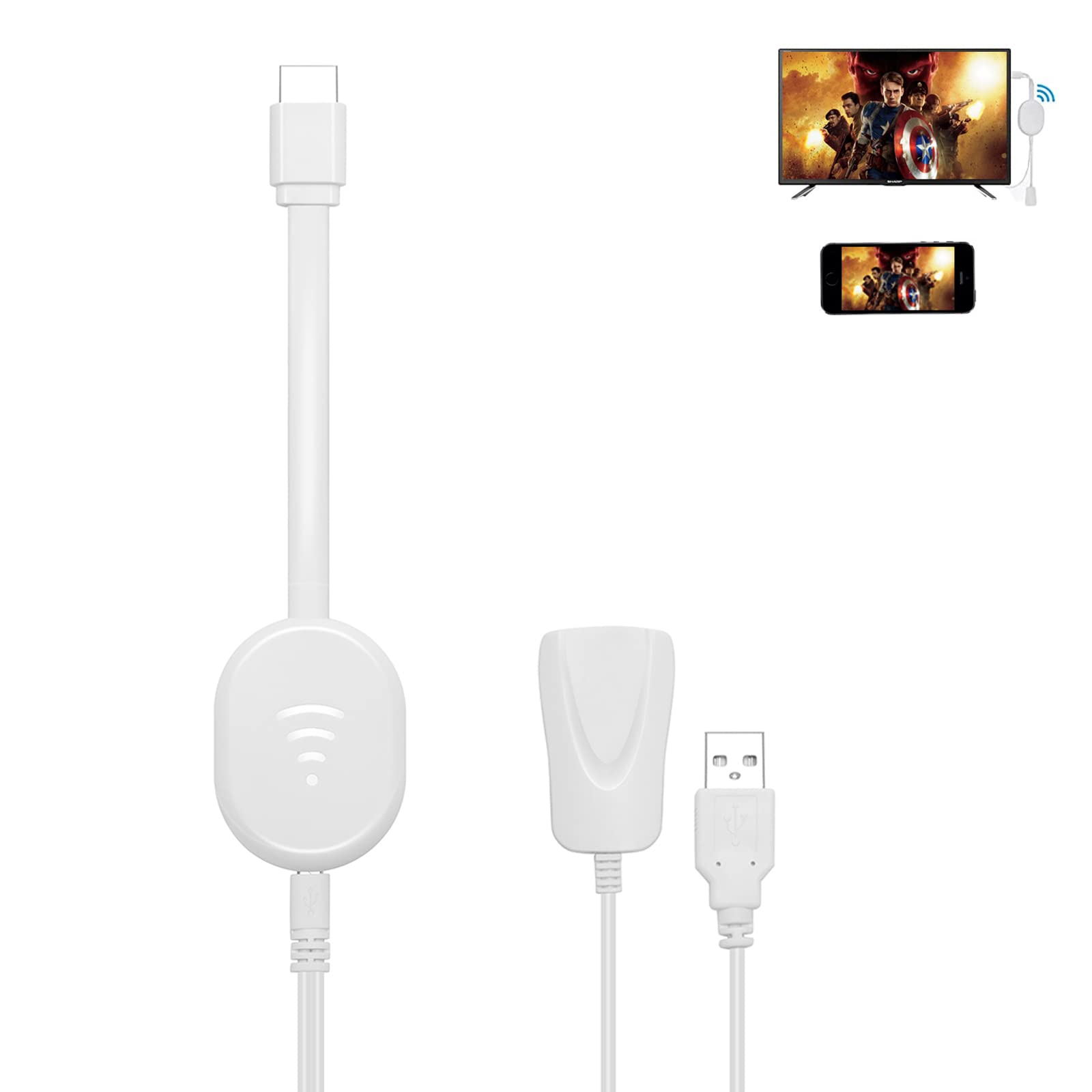 HDMI Wireless Display Adapter/Receiver,1080P Wireless WiFi Display Dongle Support Mirroring Phone/Tablet/Laptop to HDTV for Streaming YouTube Compatible with Android and iOS
