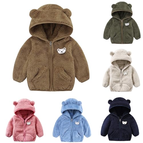 Boys Girls Fleece Jacket 2025 Fall Winter Cute Fuzzy Zip Up Long Sleeve Bear Hoodies Fluffy Open Front Toddler Coats