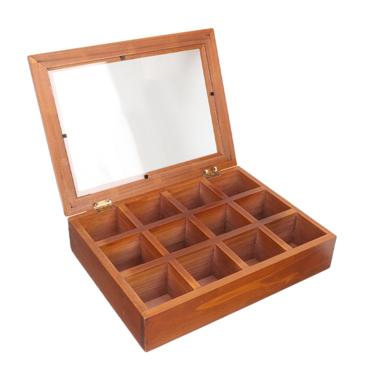 Sosoport Holz Teebeutelbox mit Sichtfenster und Fächeraufteilung für Lebensmittel Trockenfrüchte Obst und Snacks für Zuhause und Schreibtisch