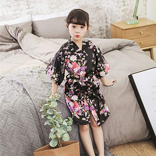 Toddler Girls Floral Girdle Bathrobe Cute Little Girl Silk Satin Robes 𝑆leepwear Baby Comfy Soft House Wear4