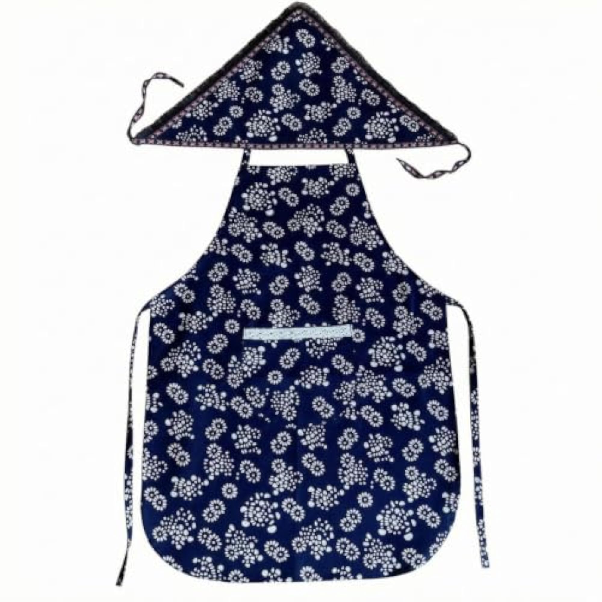 Floral Apron Neck Loop Apron with Waist Ties