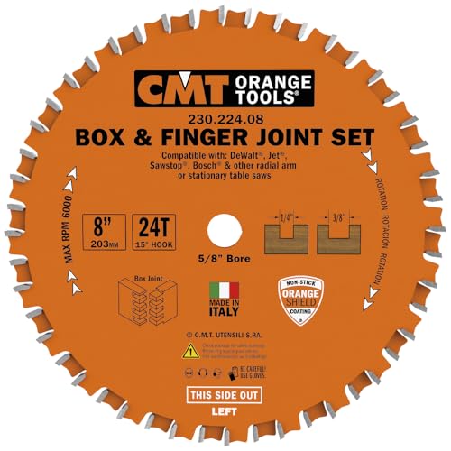 CMT Orange Chrome Carbide 8" Box and Finger Joint Set, 24 Te...
