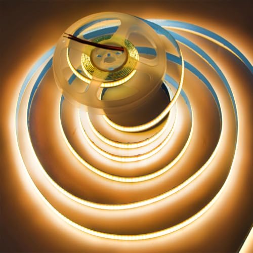Image of LED Strip Lights COB 16.4ft AC110-130V Waterproof IP44 Warm White 3500K | Dimmable 30000LM Super Bright 1200 LEDs / 2 Times Brightness Than 12V COB Strip Lights Tape Ribbon / Kitchen Cabinet Lighting