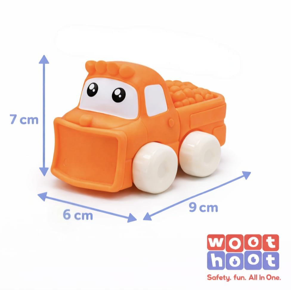 Image of Soft, Safe & Scented Bulldozer for Toddlers 1-3-Orange, BPA-Free, Chewsafe Vehicle, Sensory, Motor Skill Development, Food Grade Toy, Baby Car Toys 6-12 Months+, One-Piece Design Infant Toys
