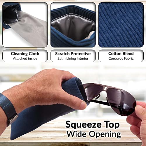 Image of Soft Sunglasses case | Large Glasses Case Holder - Eyeglass Pouch Squeeze Top | Glasses pouch Lightweight Extra Layers