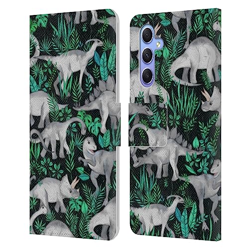 Head Case Designs Officially Licensed Micklyn Le Feuvre Dinosaur Jungle Patterns 6 Leather Book Wallet Case Cover Compatible with Samsung Galaxy A34 5G